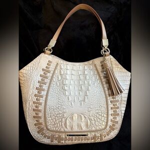 Elegant Brahmin Cream Crocodile-Embossed Women's Bag